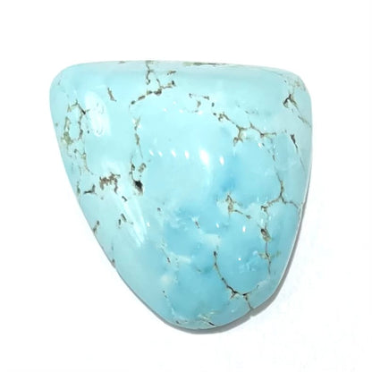 A loose, freeform cabochon cut light blue turquoise stone from Sleeping Beauty Mine, Arizona.