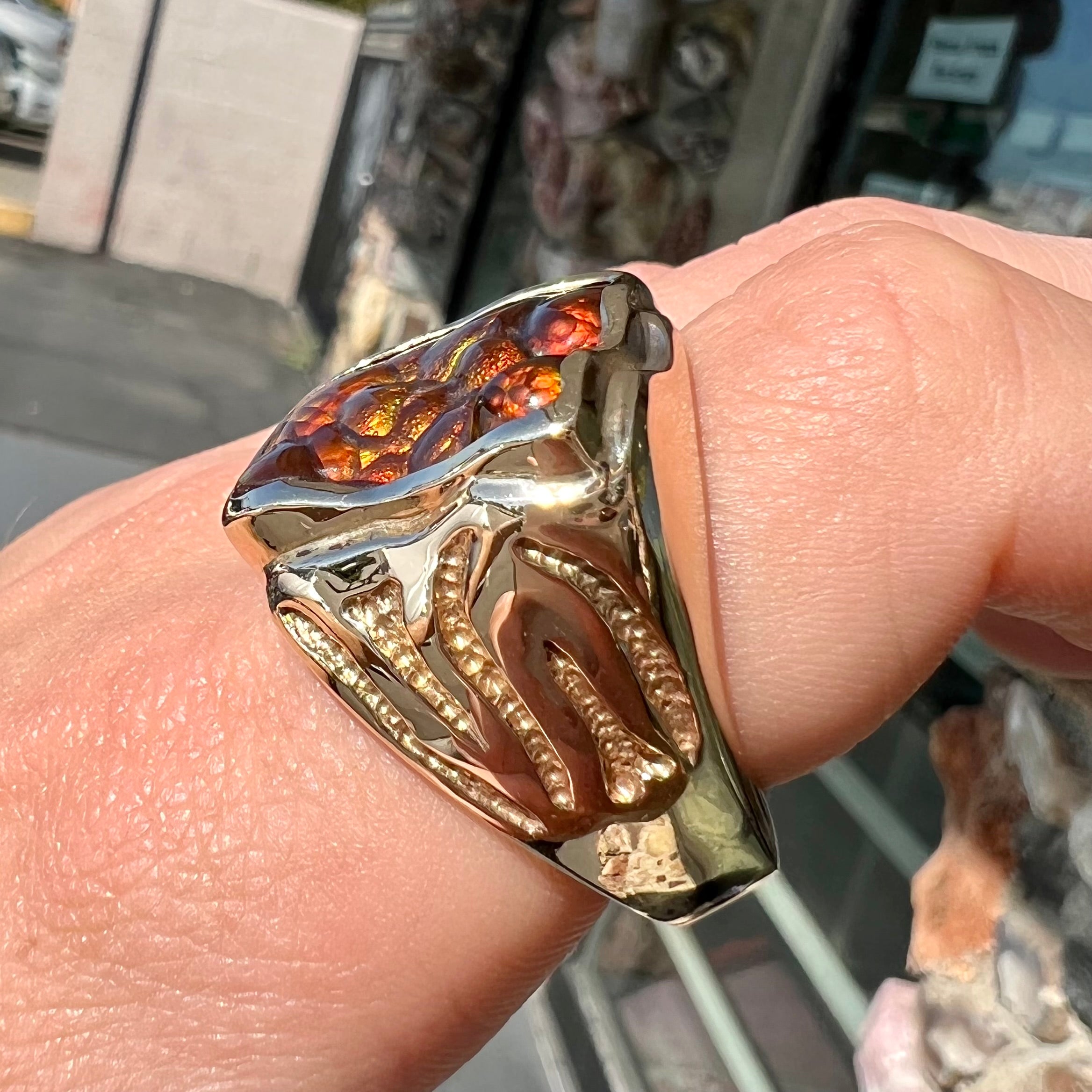 Fire agate mens ring store
