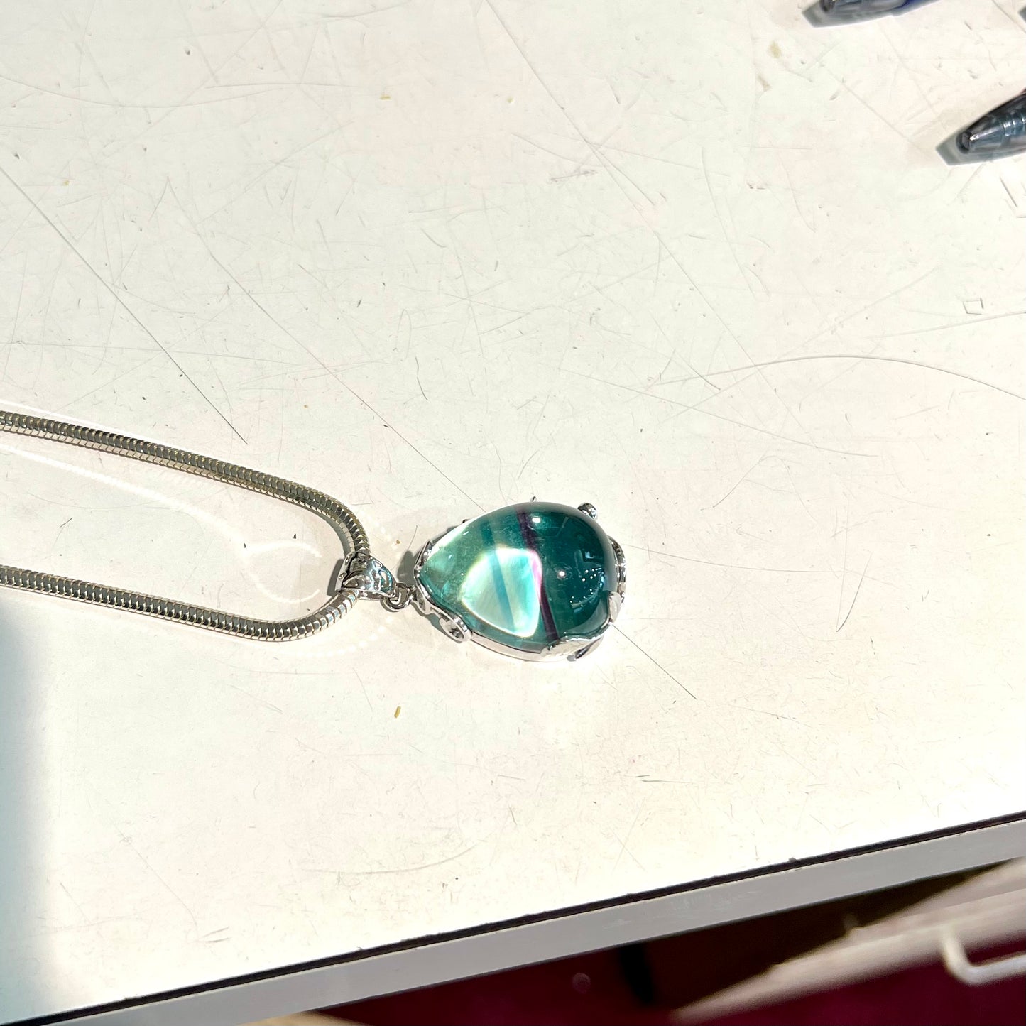 Fluorite Pendant | Sterling Silver | Chain Included