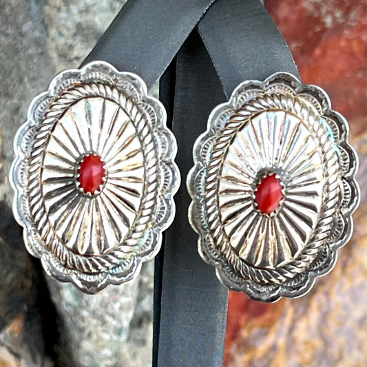 Coral Concho Earrings | Sterling Silver