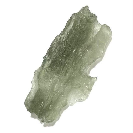 A natural moldavite glass crystal.