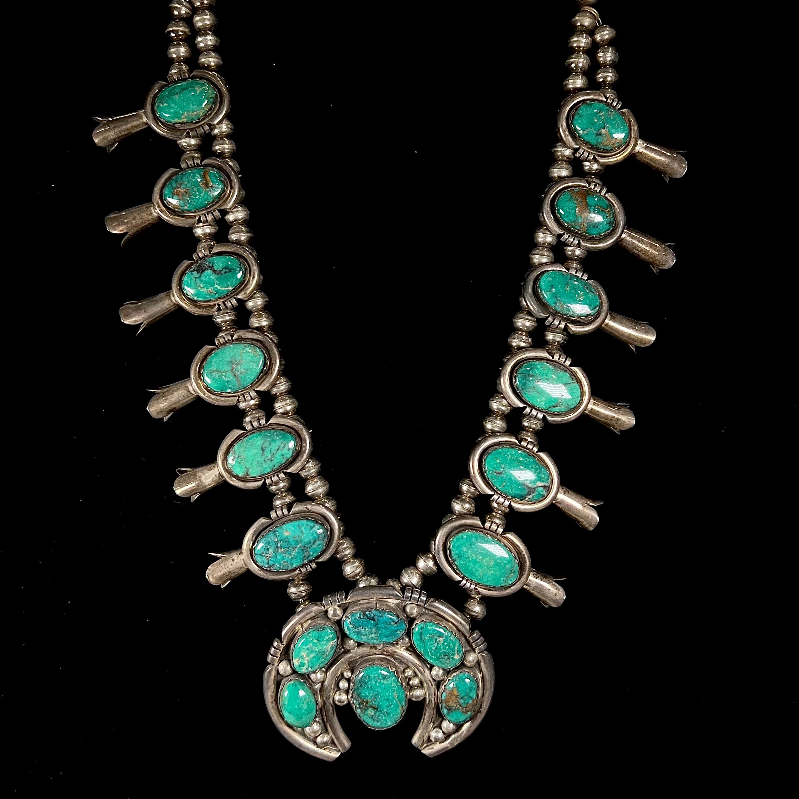 Vintage 231g Turquoise Nugget Squash Blossom Necklace With Matching  Earrings, Native American Indian Jewelry, 1960s Southwestern Fashion - Etsy