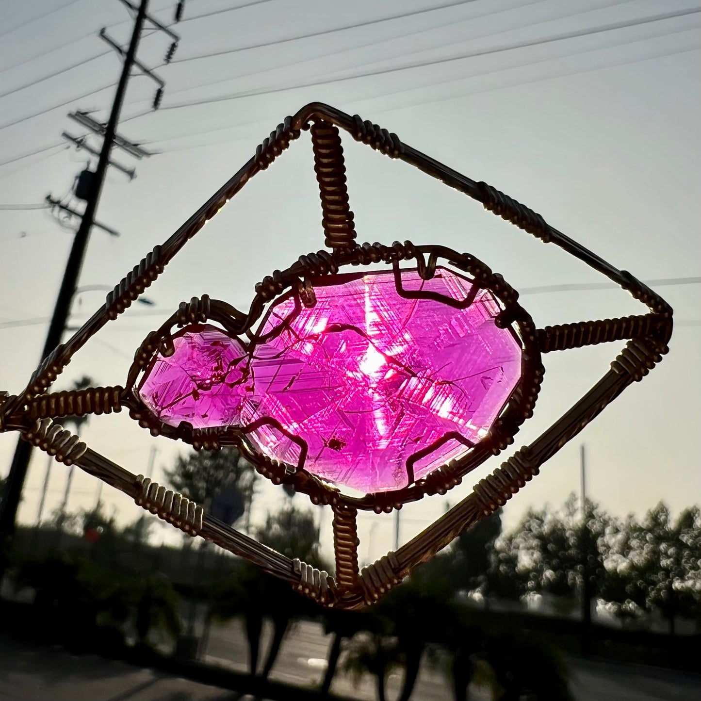 Synthetic Ruby Crystal Wire Wrap Pendant | Gold Filled
