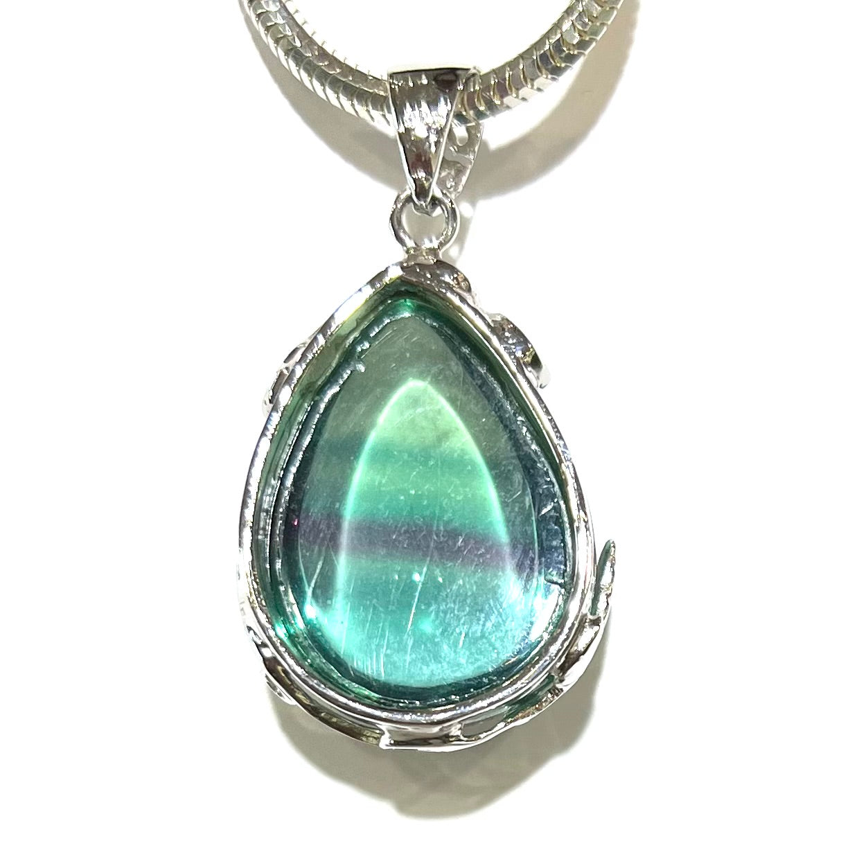 Fluorite Pendant | Sterling Silver | Chain Included