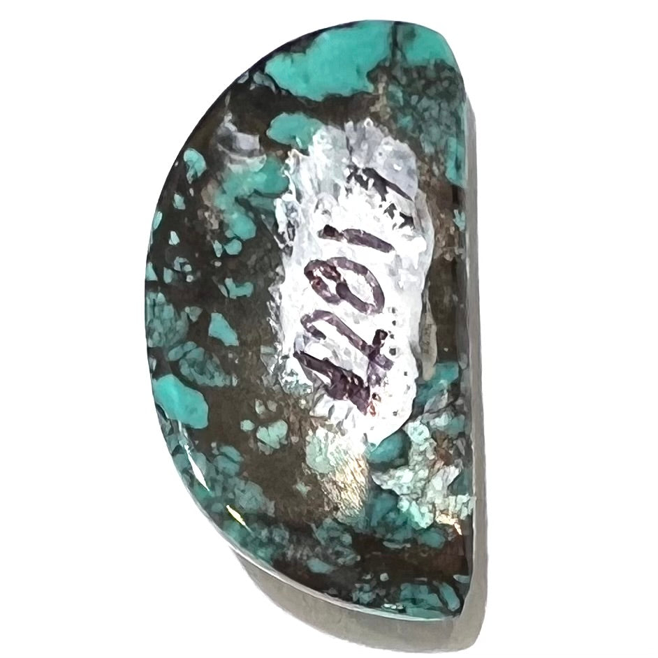 One loose "D" shape Tibetan turquoise cabochon.