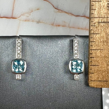 Blue Topaz & Diamond Earrings | 14kt