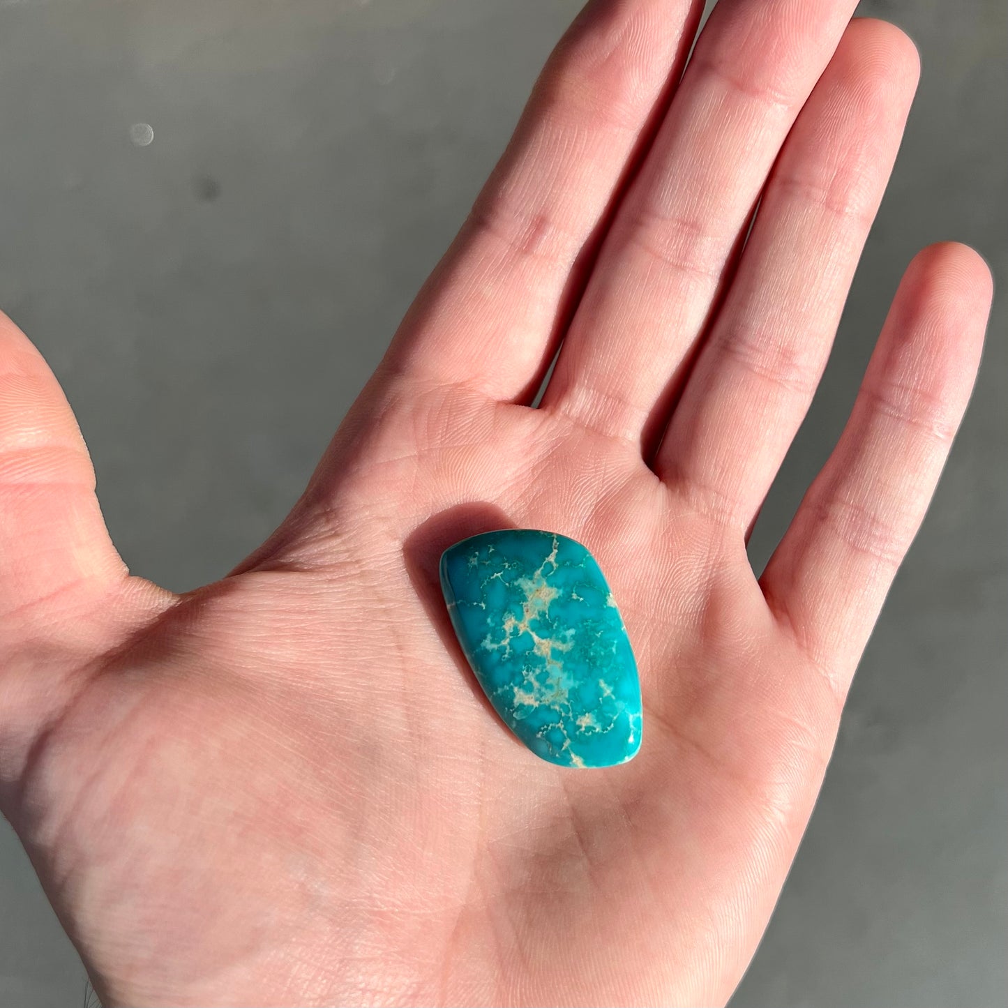 Loose blue turquoise stone from Fox Turquoise Mine in Lander County, Nevada.