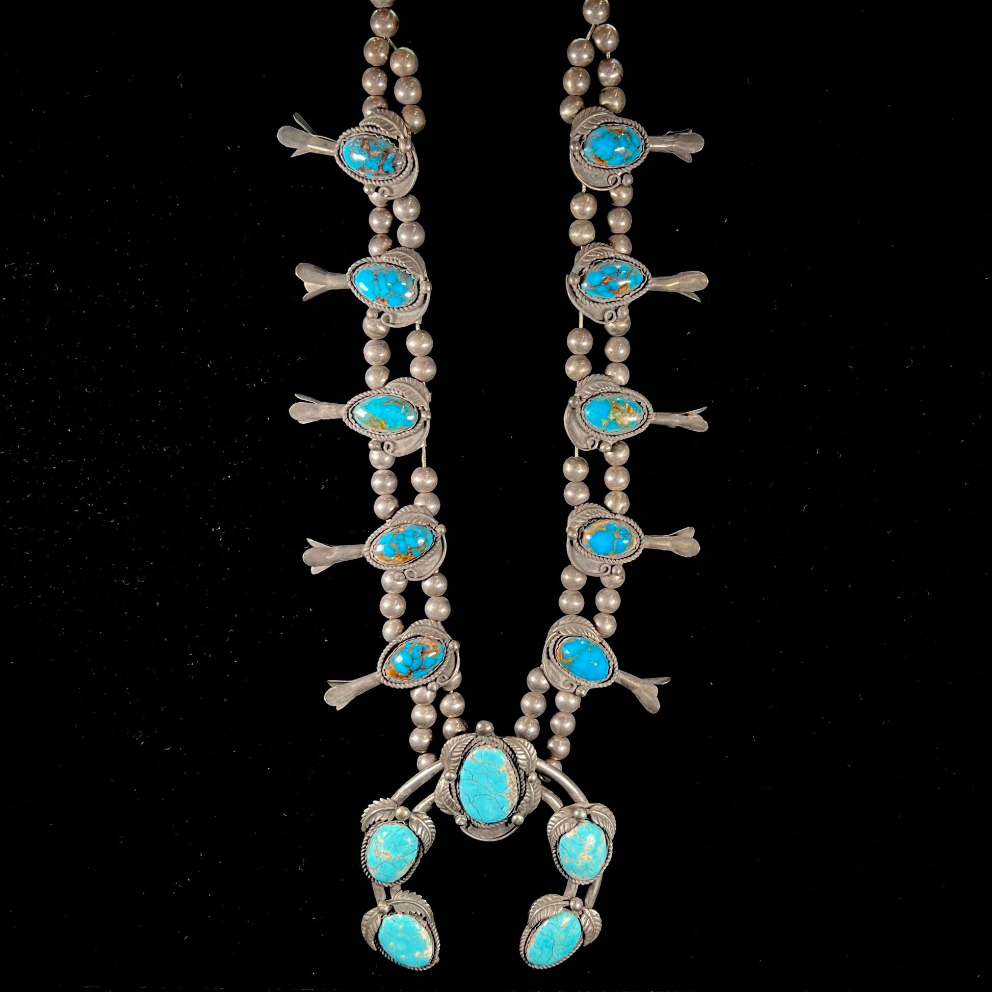 Fox Sonoran Turquoise Squash Blossom Necklace Burton's