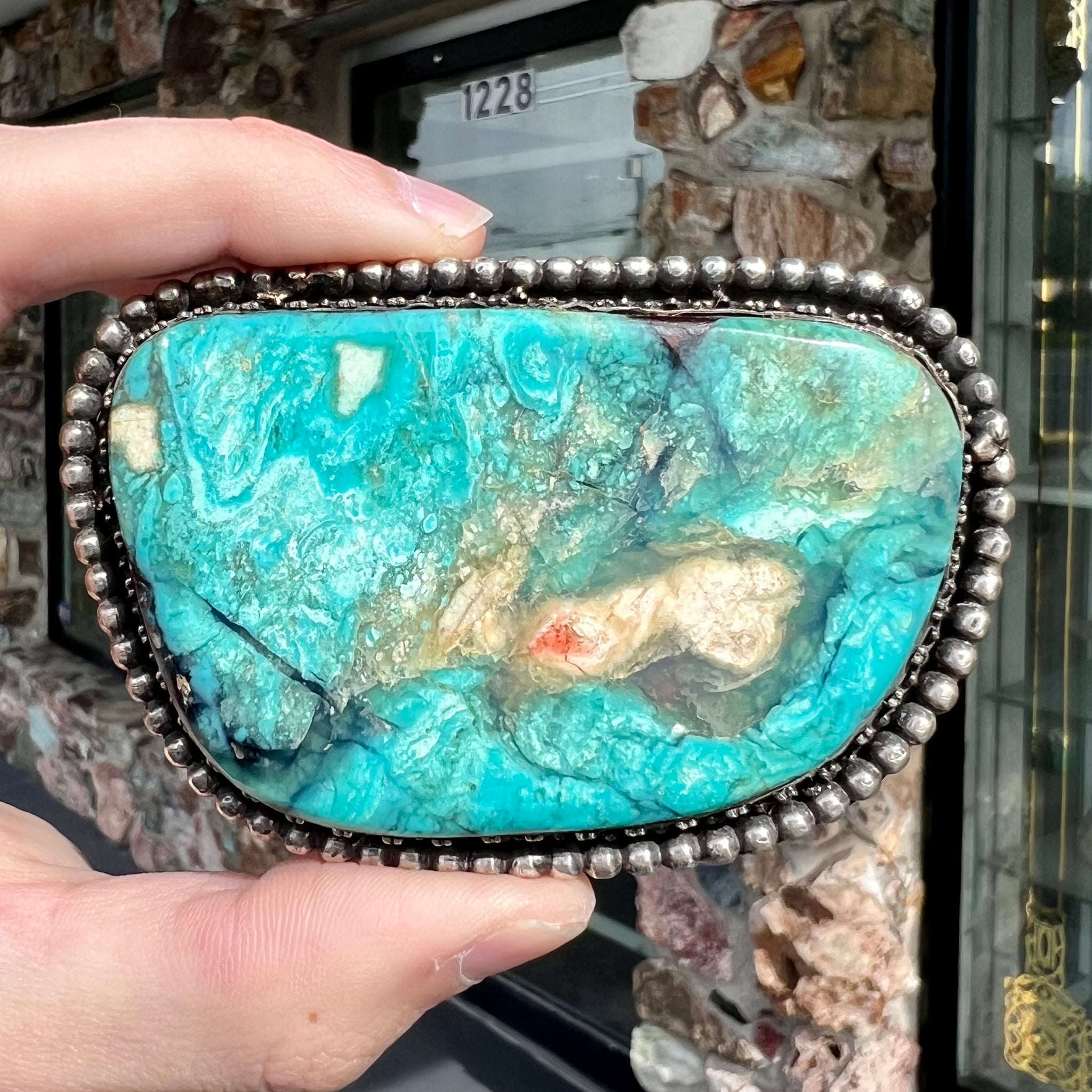 Wilbur Myers Sterling Turquoise Belt Buckle main image 1