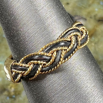 A braided elephant hair gold ring from the Victorian era.