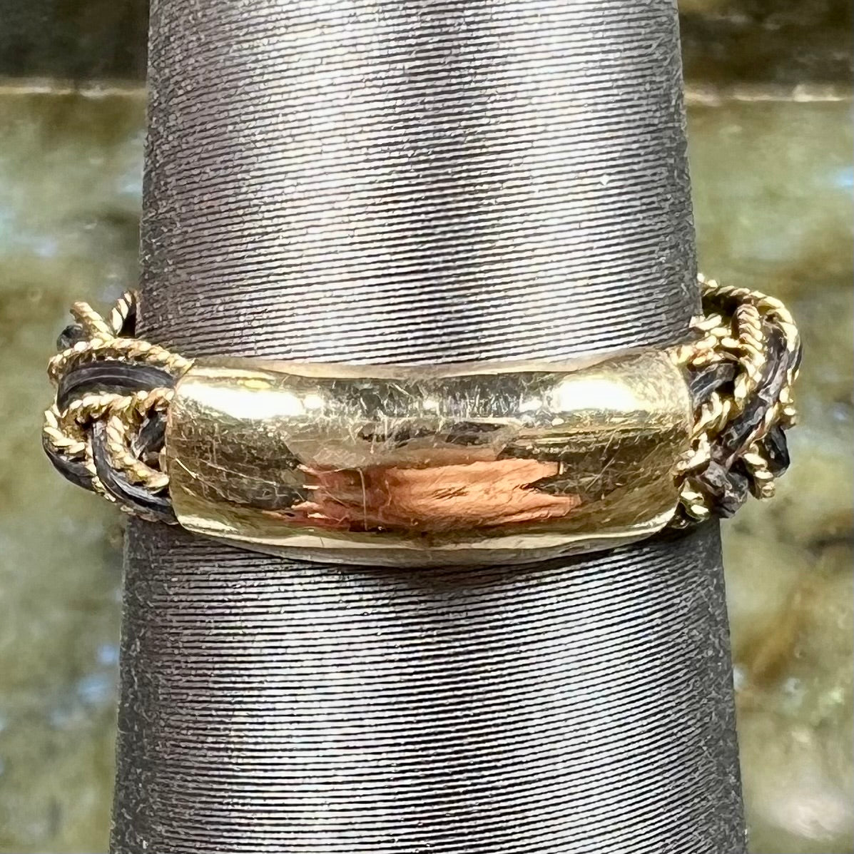 A braided elephant hair gold ring from the Victorian era.